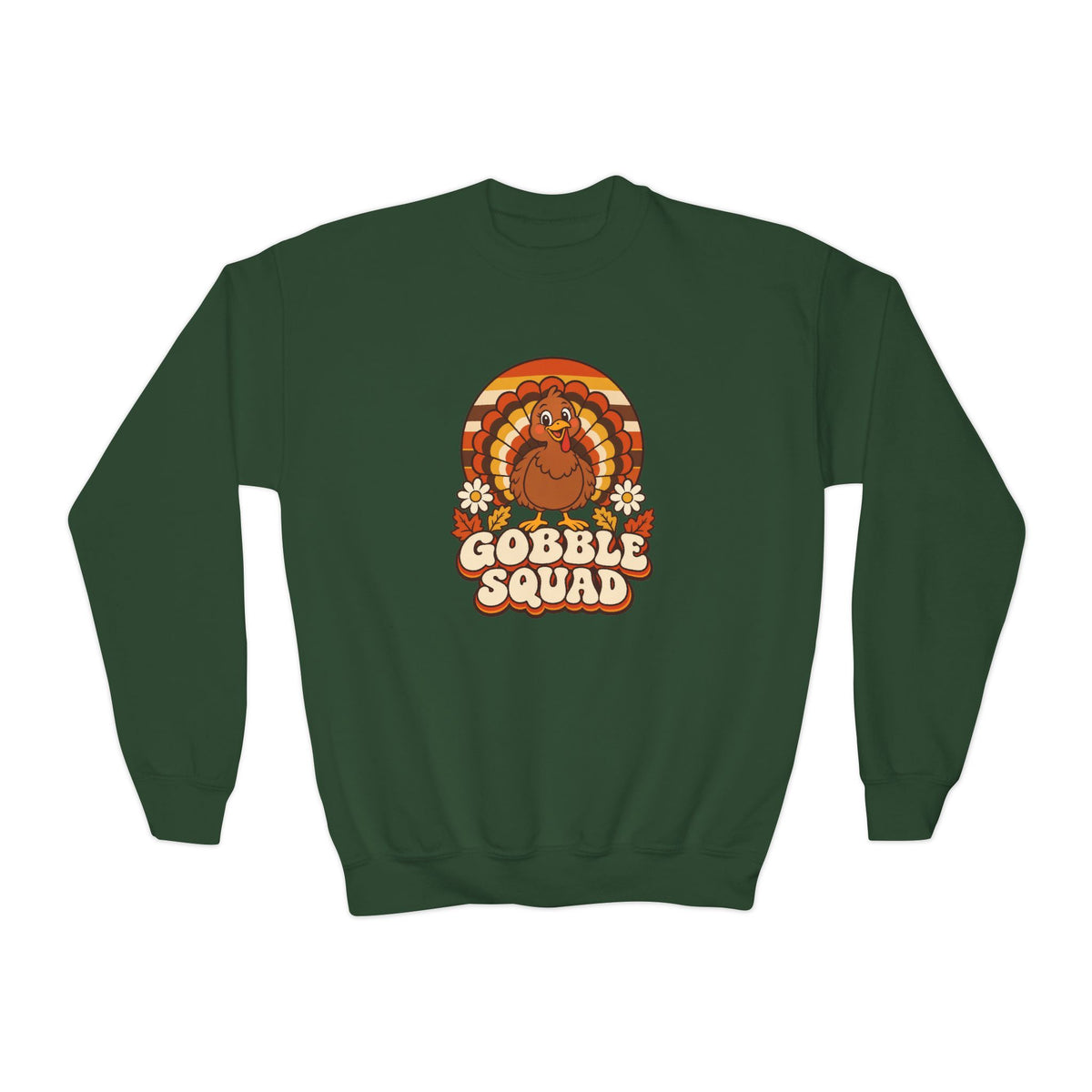 Gobble Squad Kids Thanksgiving Sweatshirt | Retro Turkey Youth Crewneck | Matching Family