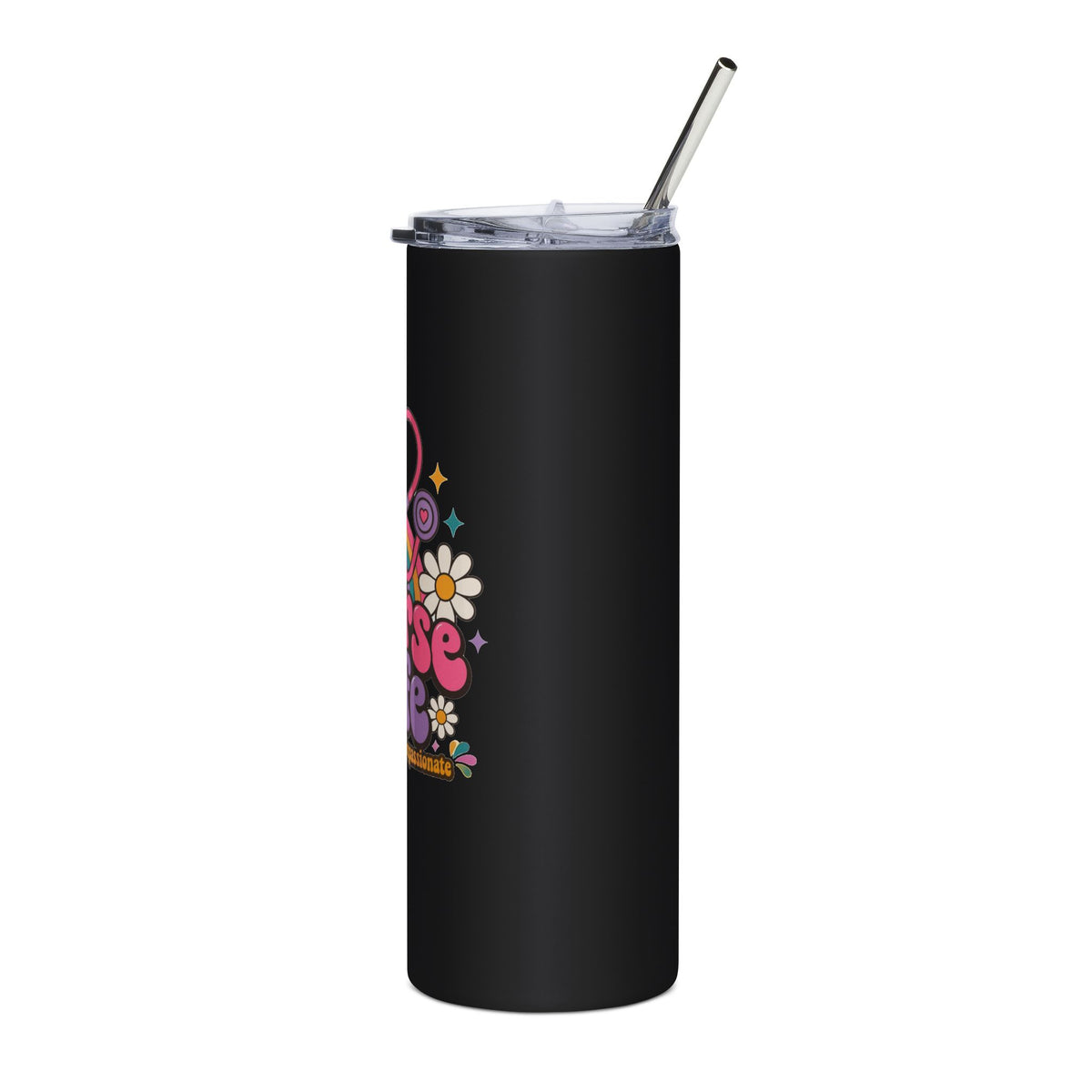Nurse Life Stainless Steel Tumbler 20oz with Straw | Retro Groovy Nurse Gift