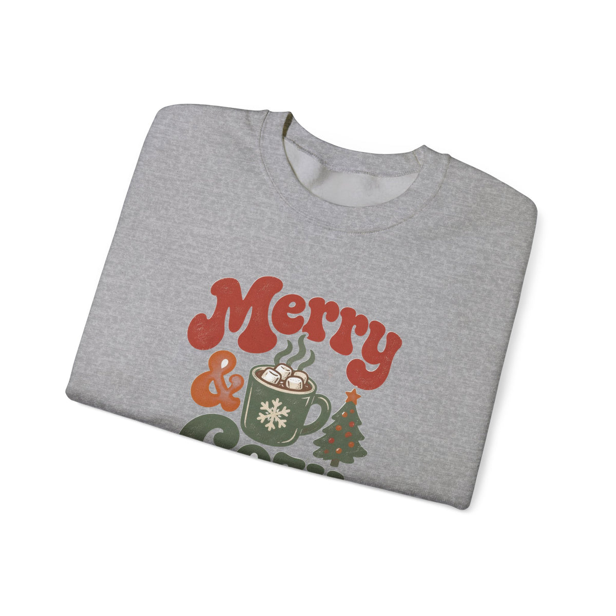 Merry & Cozy Christmas Sweatshirt - Retro Hot Cocoa Holiday Crewneck