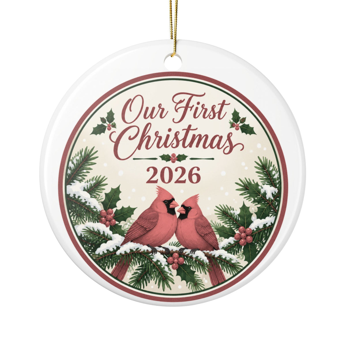 Our First Christmas 2026 Ornament - Red Cardinals Ceramic Keepsake
