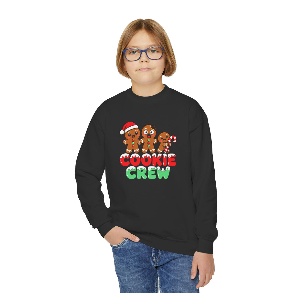 Cookie Crew Kids Christmas Sweatshirt | Cute Gingerbread Youth Crewneck | Matching Family Christmas