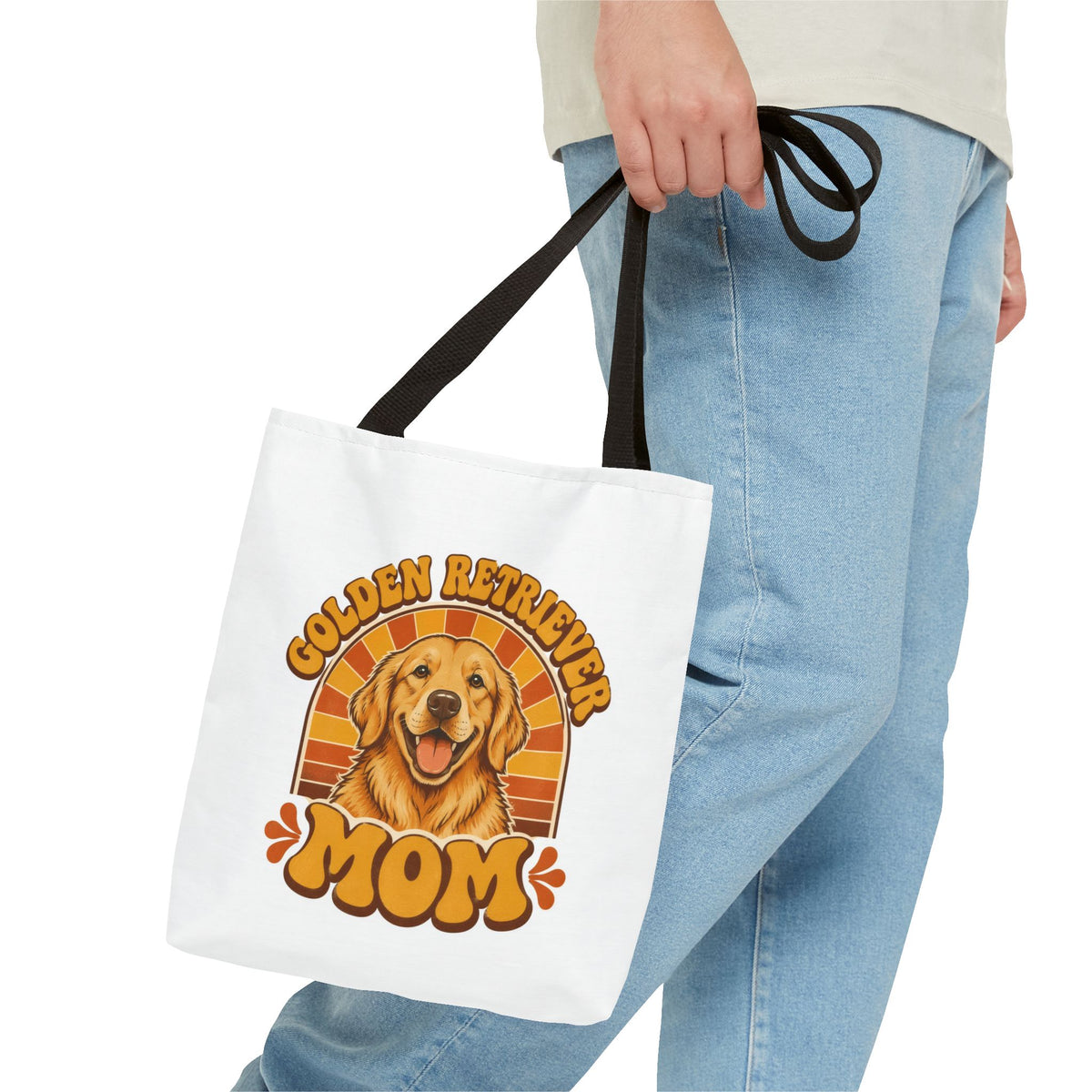 Golden Retriever Mom Tote Bag - Retro Sunset Dog Mom Bag