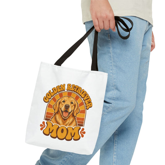 Golden Retriever Mom Tote Bag - Retro Sunset Dog Mom Bag