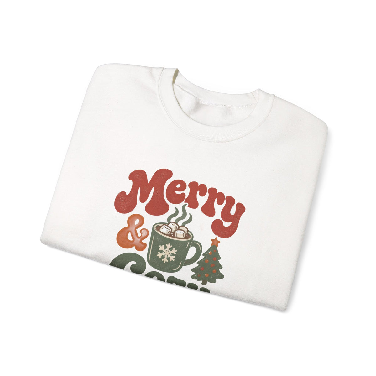 Merry & Cozy Christmas Sweatshirt - Retro Hot Cocoa Holiday Crewneck