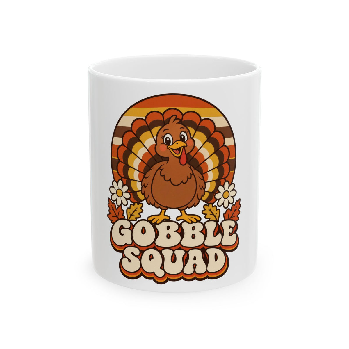 Gobble Squad Thanksgiving Mug | Retro Turkey 11oz Coffee Mug | Matching Family Fall Gift