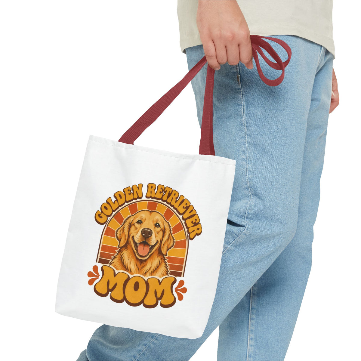 Golden Retriever Mom Tote Bag - Retro Sunset Dog Mom Bag