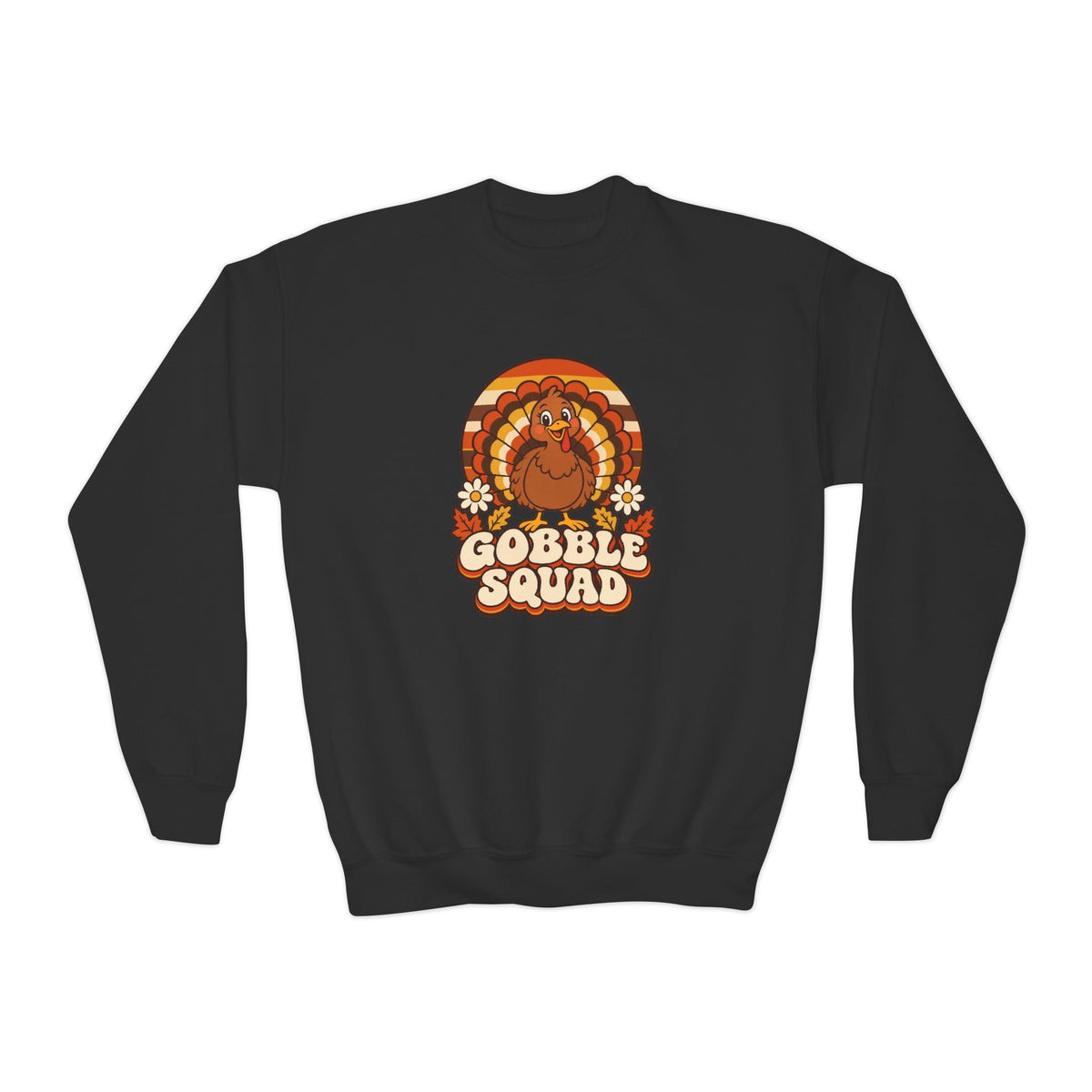 Gobble Squad Kids Thanksgiving Sweatshirt | Retro Turkey Youth Crewneck | Matching Family
