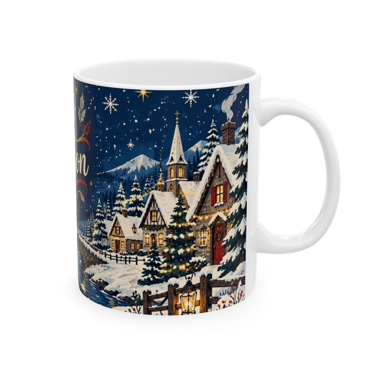 Tis the Season Christmas Mug - Snowy Winter Village 11oz Coffee Mug