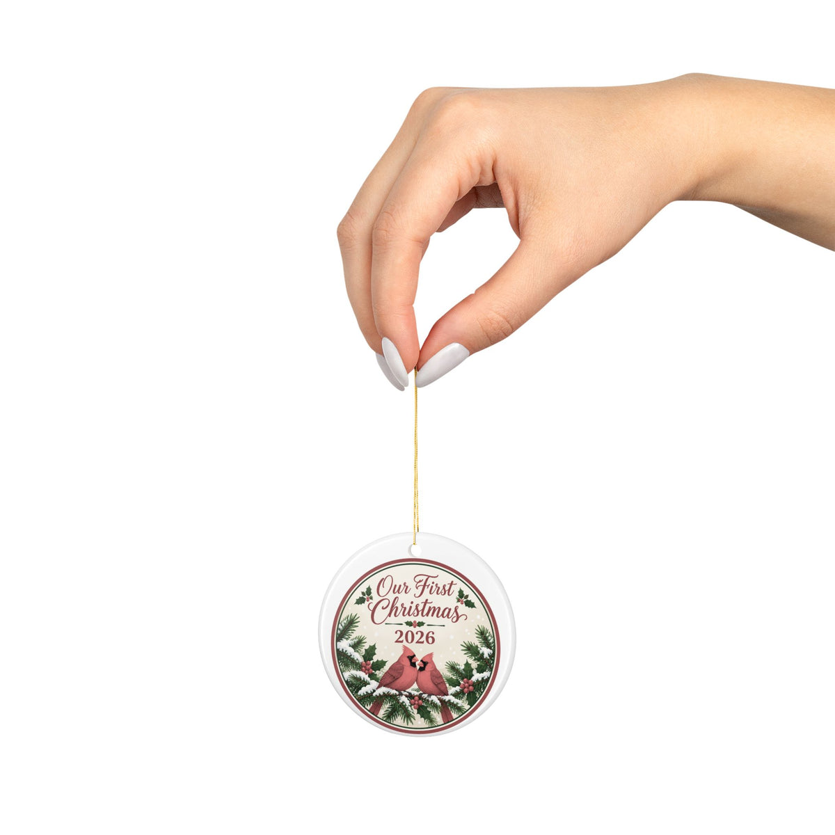 Our First Christmas 2026 Ornament - Red Cardinals Ceramic Keepsake