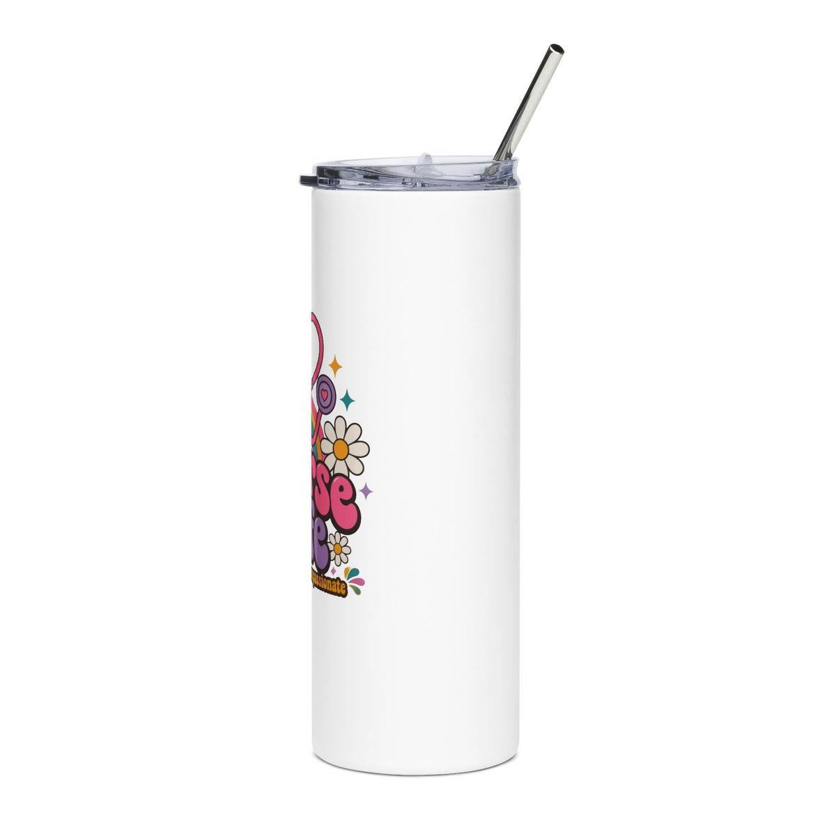 Nurse Life Stainless Steel Tumbler 20oz with Straw | Retro Groovy Nurse Gift