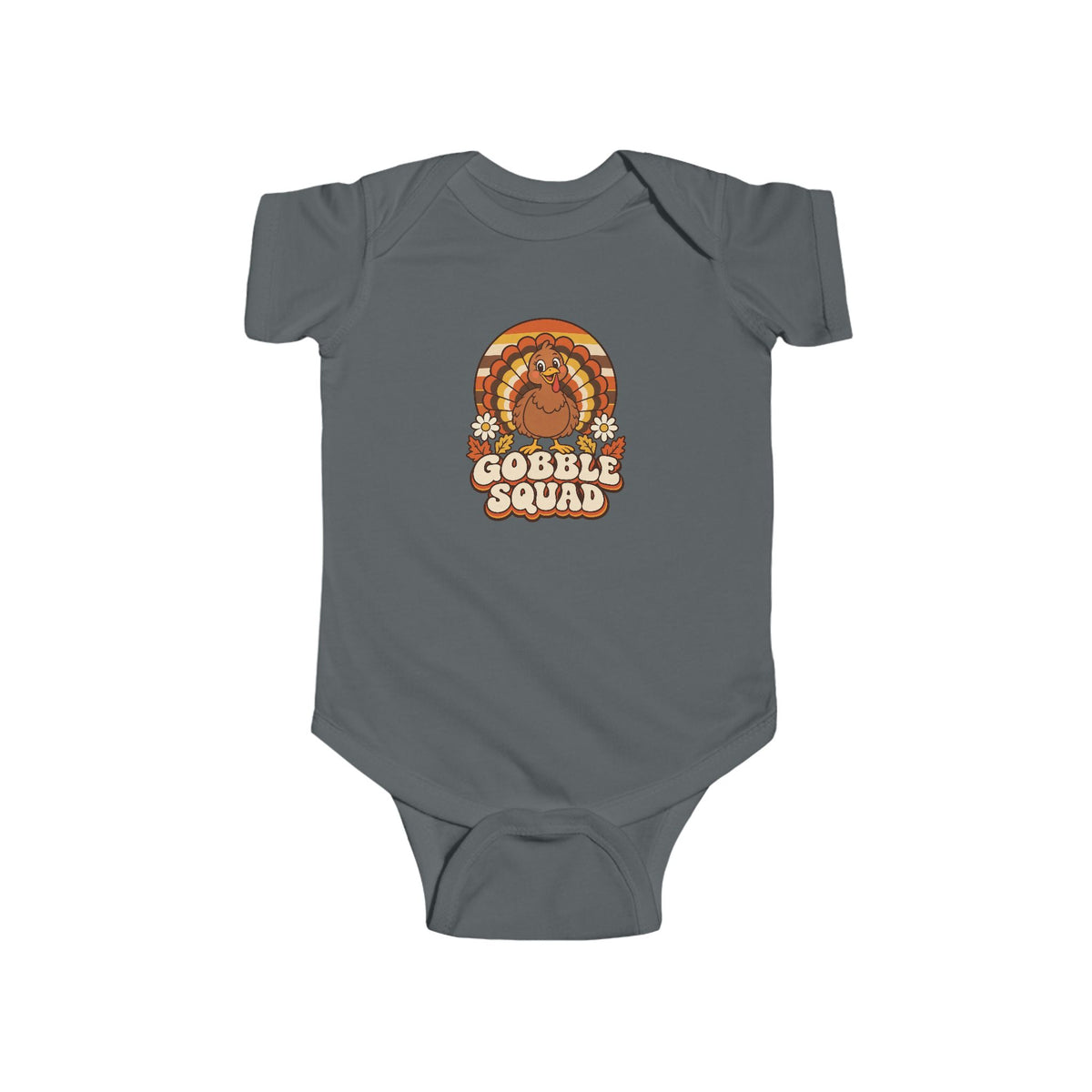 Gobble Squad Baby Bodysuit | Retro Turkey Onesie | Baby's First Thanksgiving
