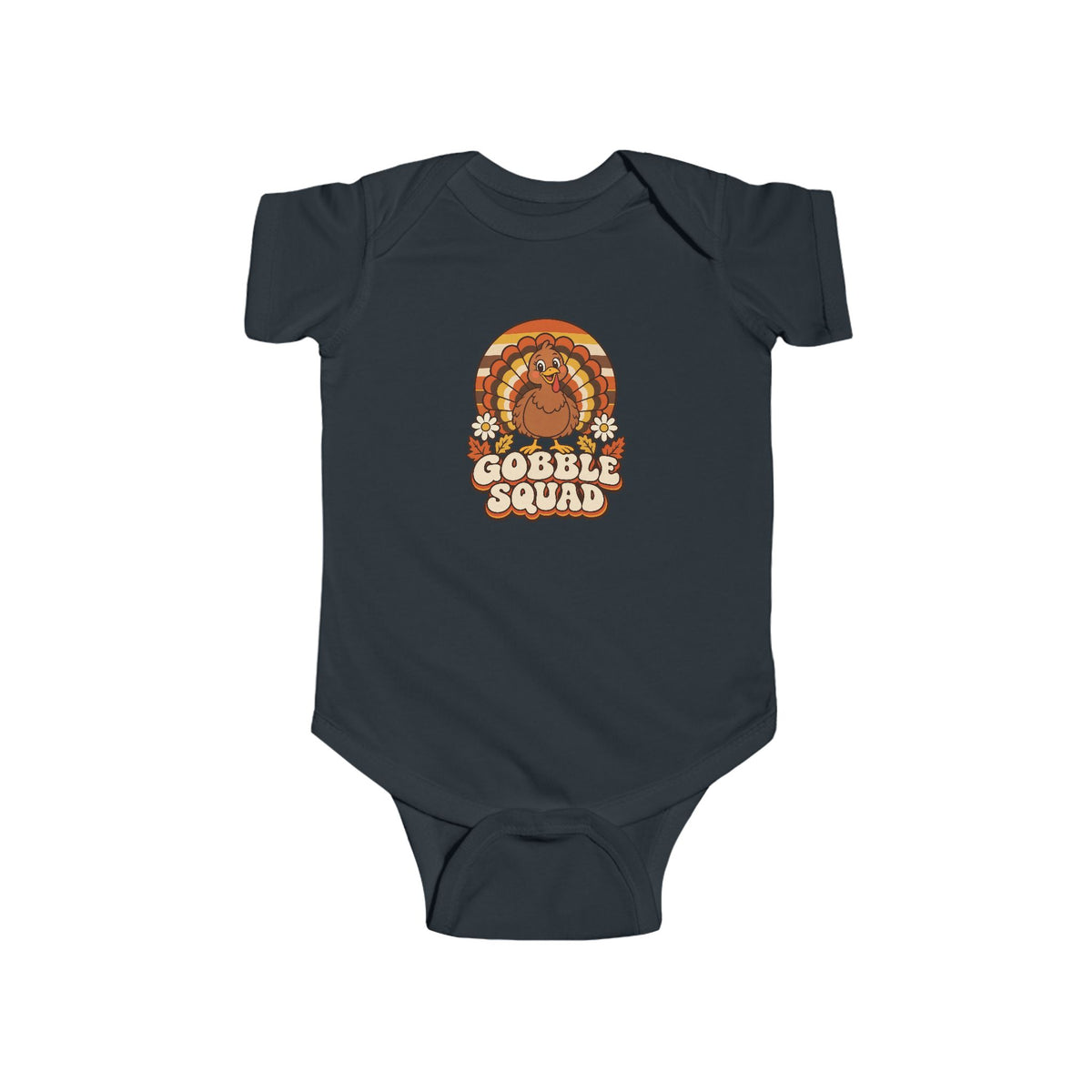 Gobble Squad Baby Bodysuit | Retro Turkey Onesie | Baby's First Thanksgiving