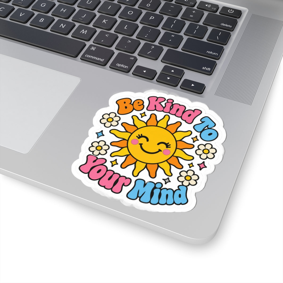 Be Kind To Your Mind Sticker - Retro Smiling Sun Mental Health Decal