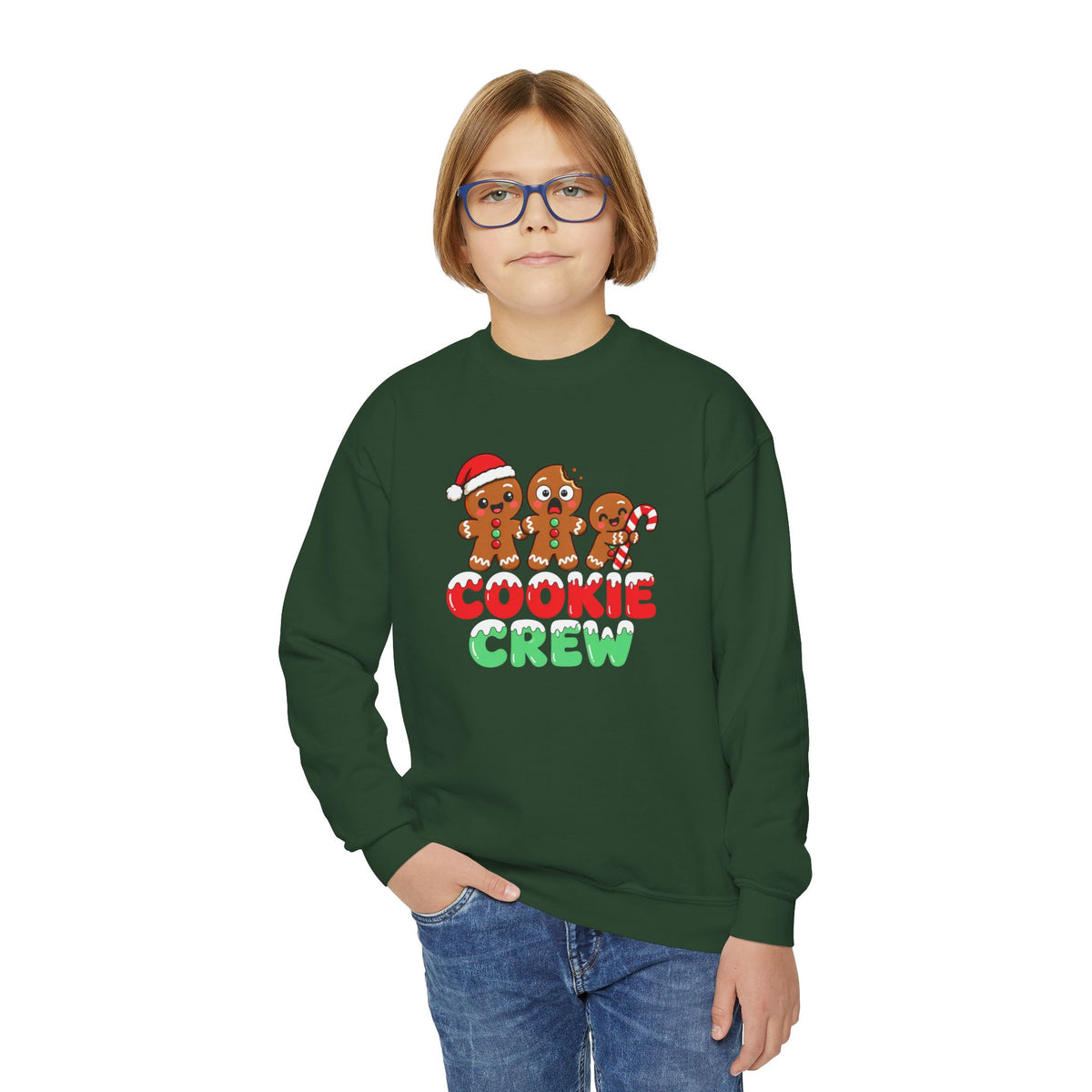 Cookie Crew Kids Christmas Sweatshirt | Cute Gingerbread Youth Crewneck | Matching Family Christmas