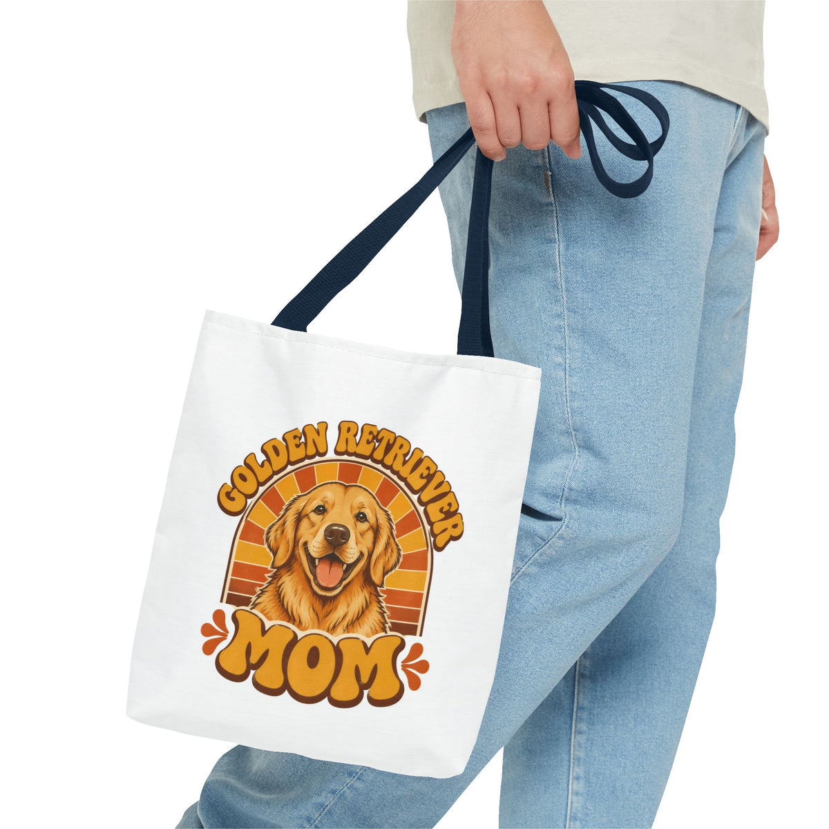 Golden Retriever Mom Tote Bag - Retro Sunset Dog Mom Bag