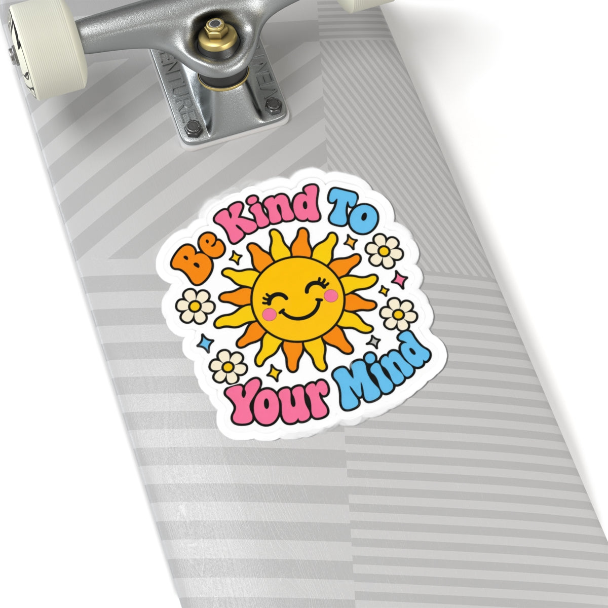 Be Kind To Your Mind Sticker - Retro Smiling Sun Mental Health Decal
